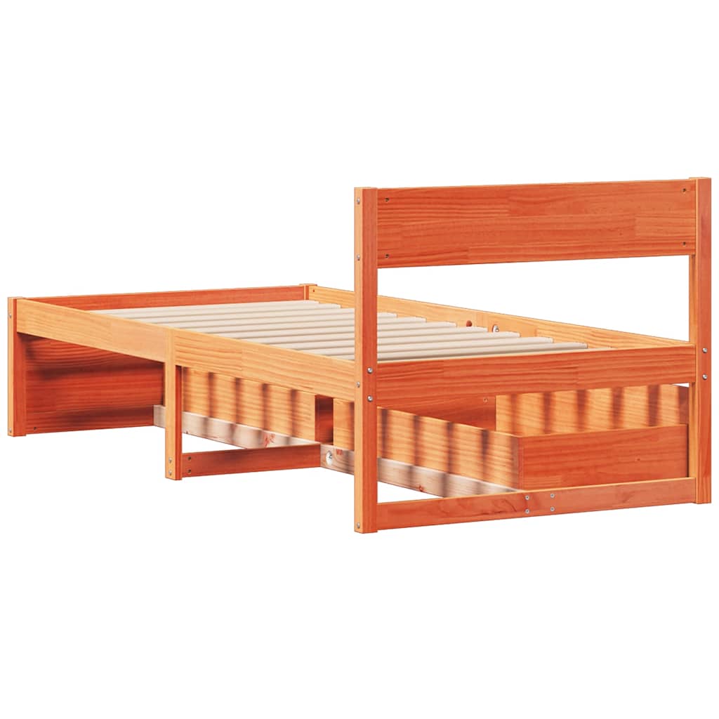 sengeramme uden madras 100x200 cm massivt fyrretræ gyldenbrun