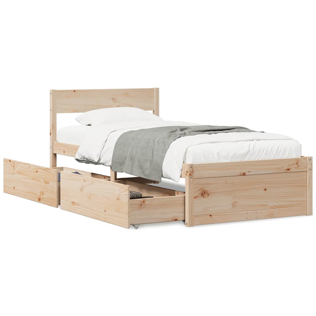 sengeramme uden madras 90x200 cm massivt fyrretræ