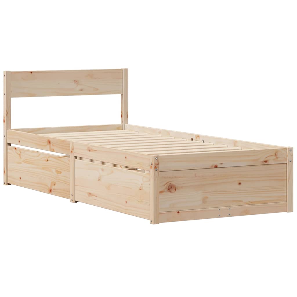 sengeramme uden madras 90x200 cm massivt fyrretræ