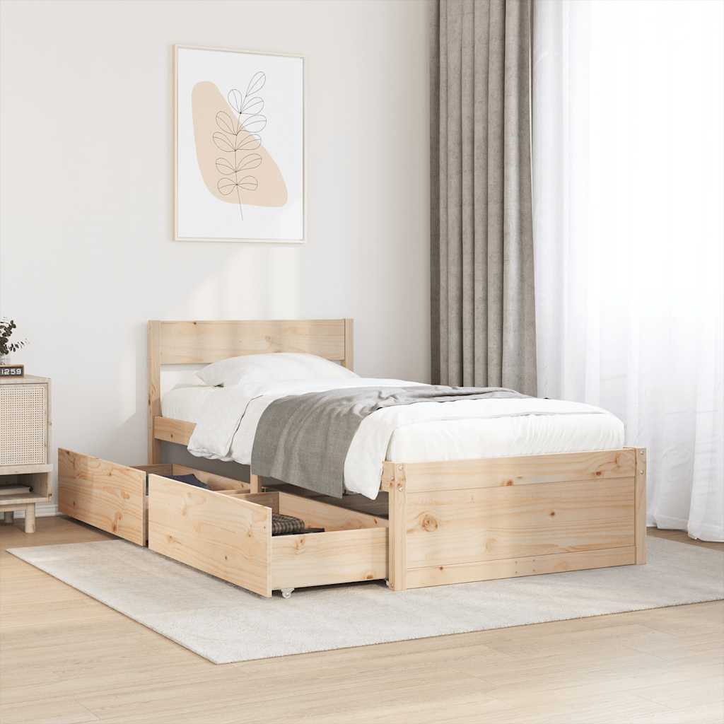 sengeramme uden madras 90x200 cm massivt fyrretræ