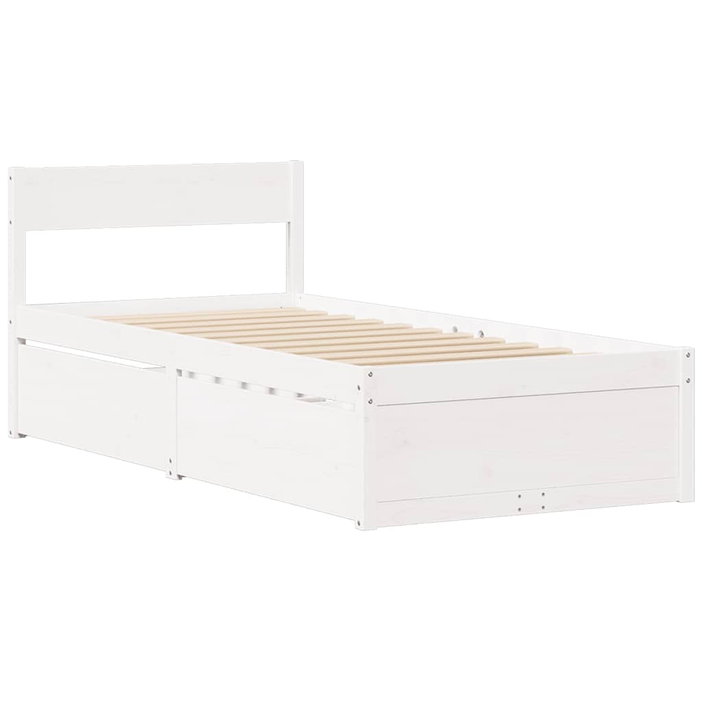 sengeramme uden madras 90x200 cm massivt fyrretræ hvid