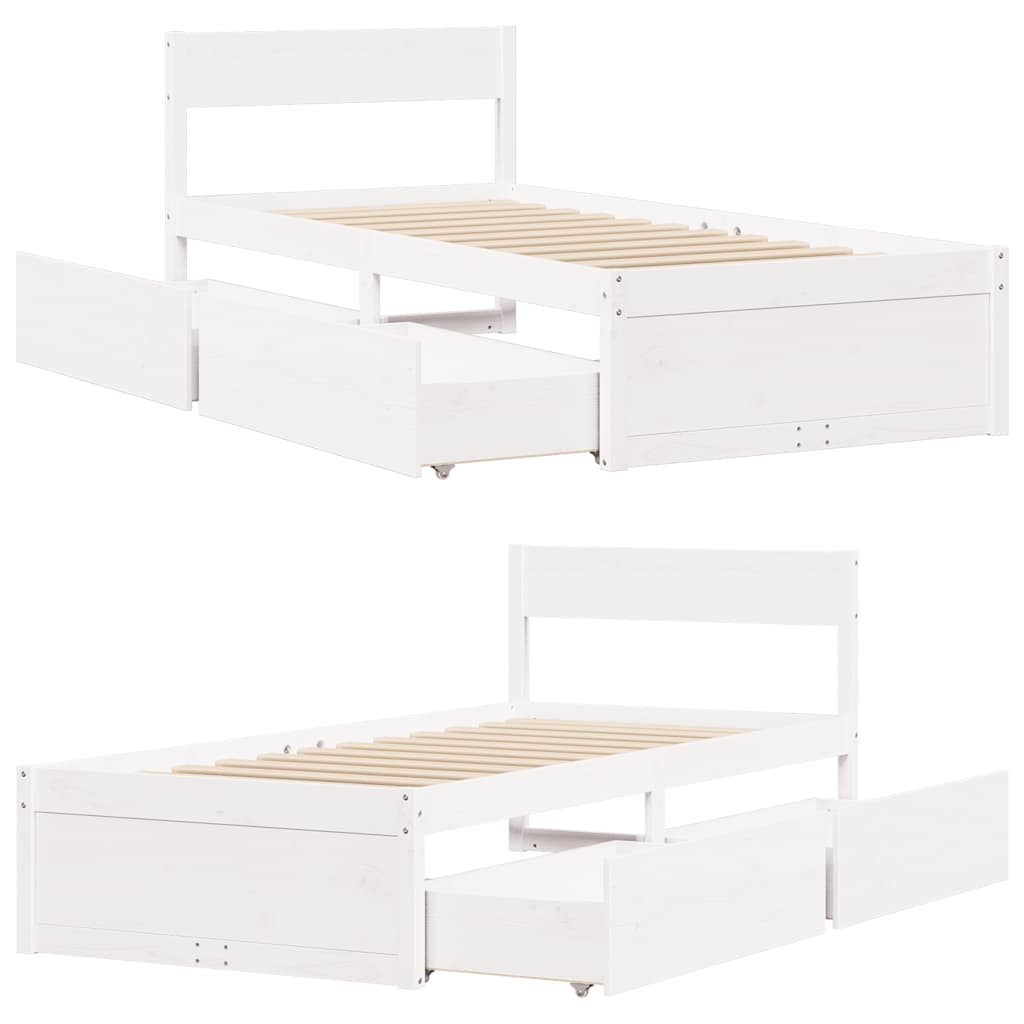 sengeramme uden madras 90x200 cm massivt fyrretræ hvid