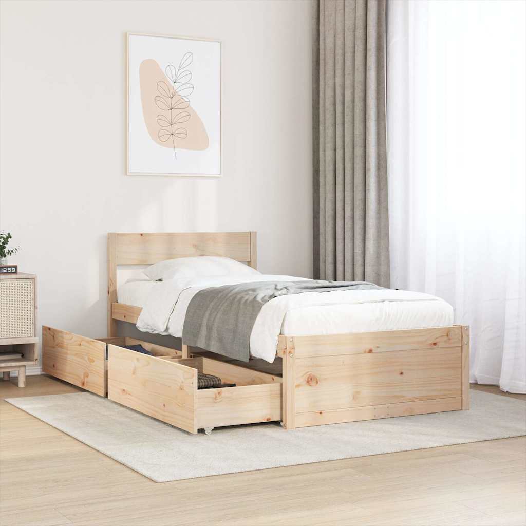 sengeramme uden madras 90x190 cm massivt fyrretræ