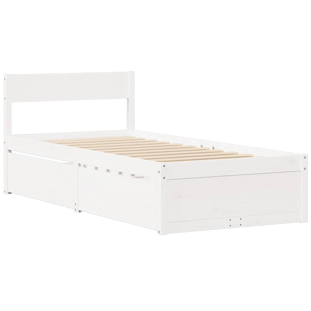 sengeramme uden madras 75x190 cm massivt fyrretræ hvid