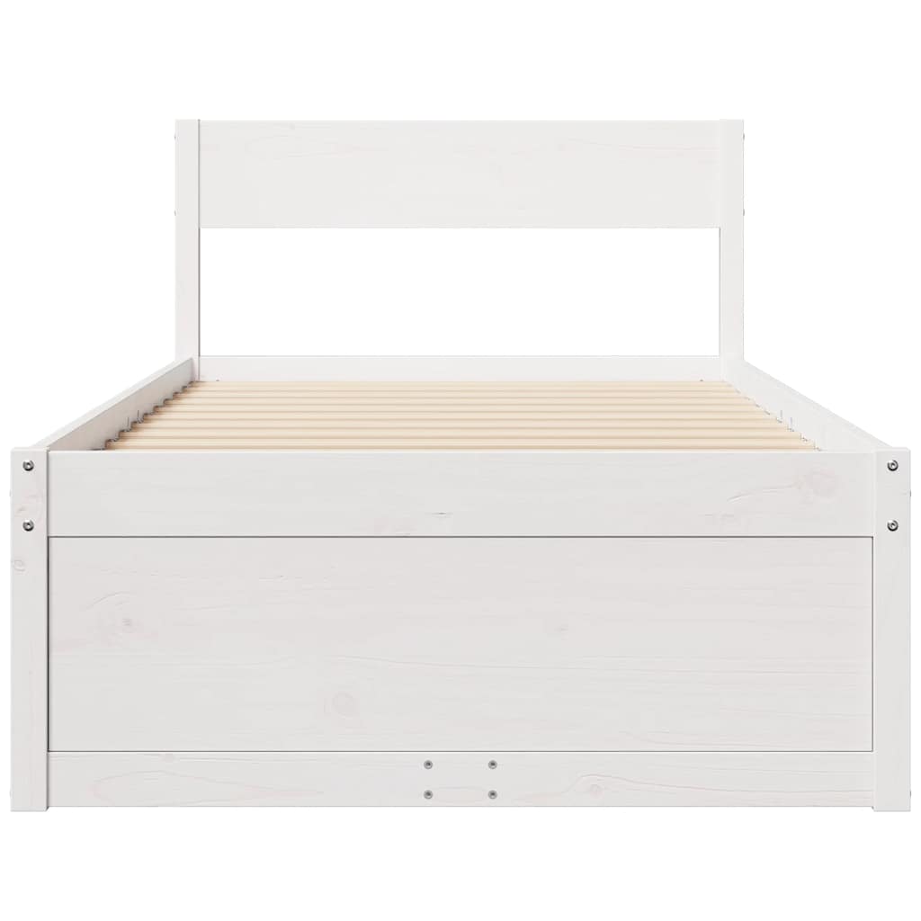 sengeramme uden madras 75x190 cm massivt fyrretræ hvid