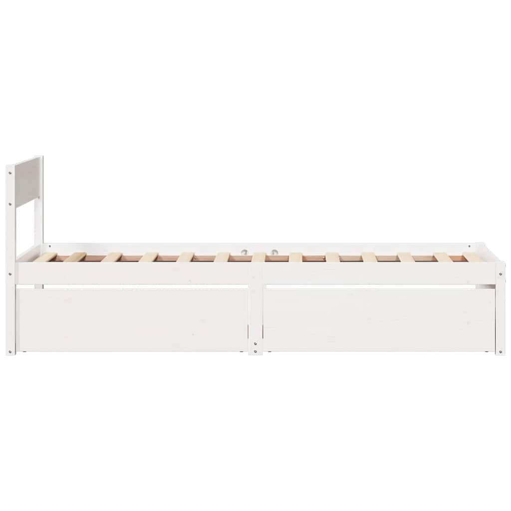 sengeramme uden madras 75x190 cm massivt fyrretræ hvid