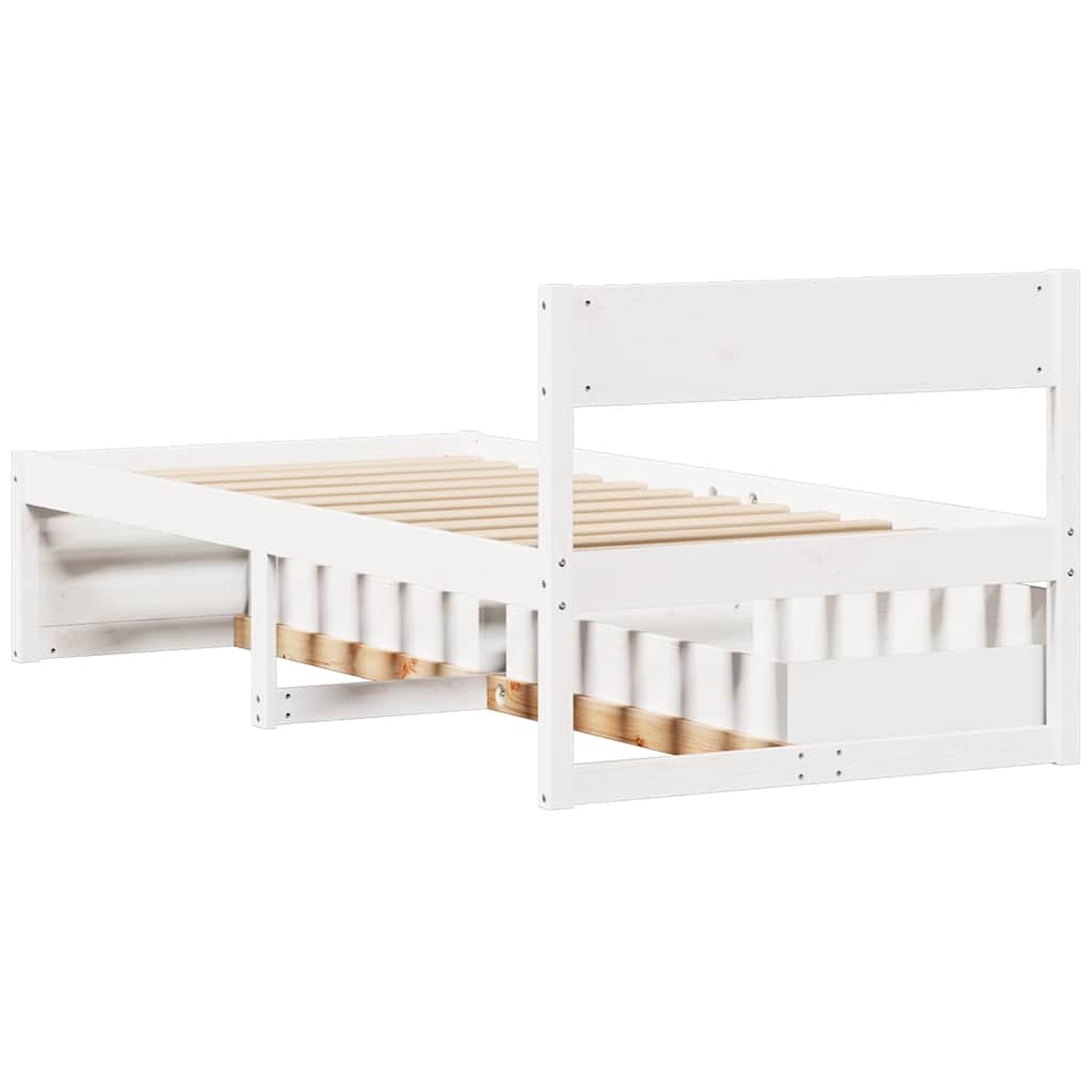 sengeramme uden madras 75x190 cm massivt fyrretræ hvid