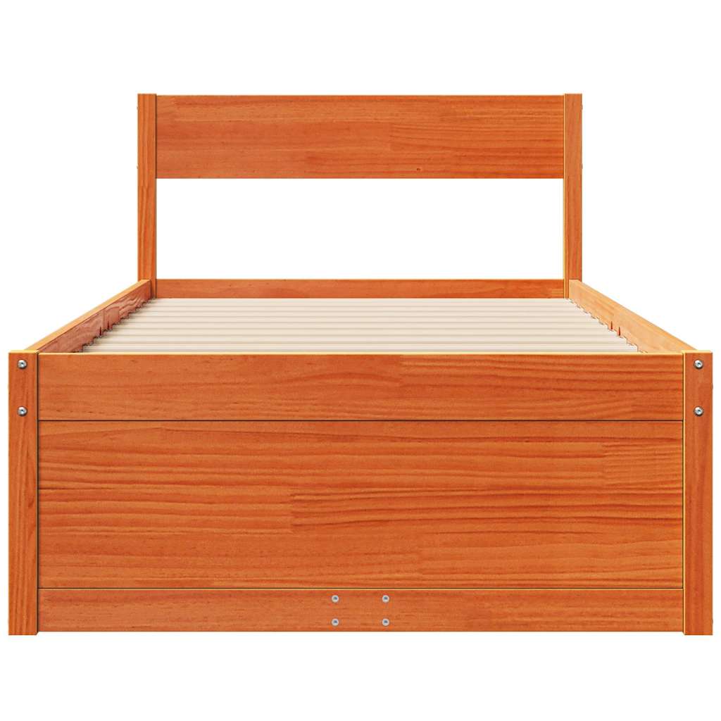 sengeramme uden madras 75x190 cm massivt fyrretræ gyldenbrun