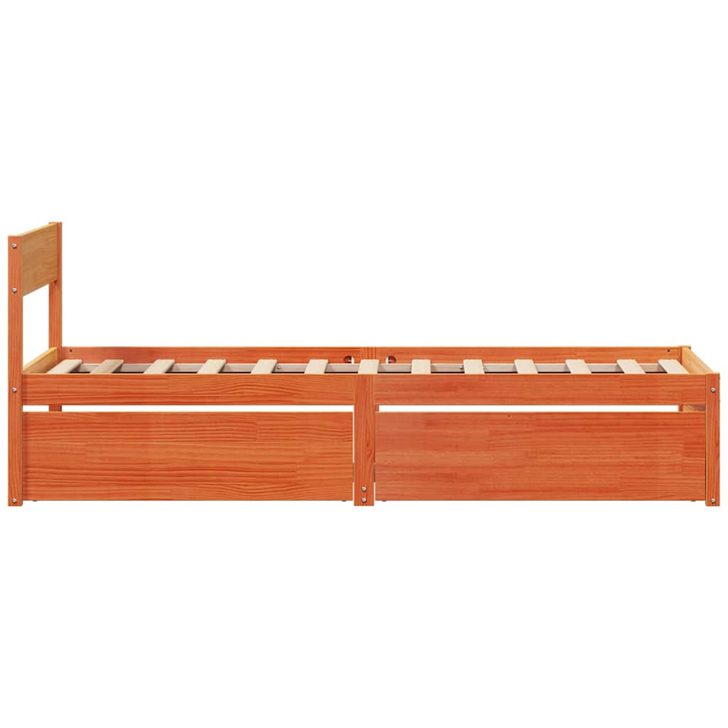 sengeramme uden madras 75x190 cm massivt fyrretræ gyldenbrun
