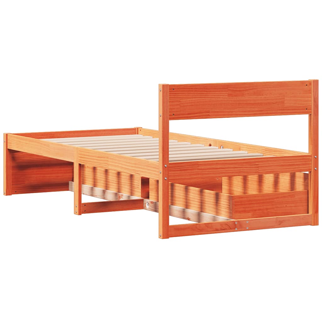 sengeramme uden madras 75x190 cm massivt fyrretræ gyldenbrun