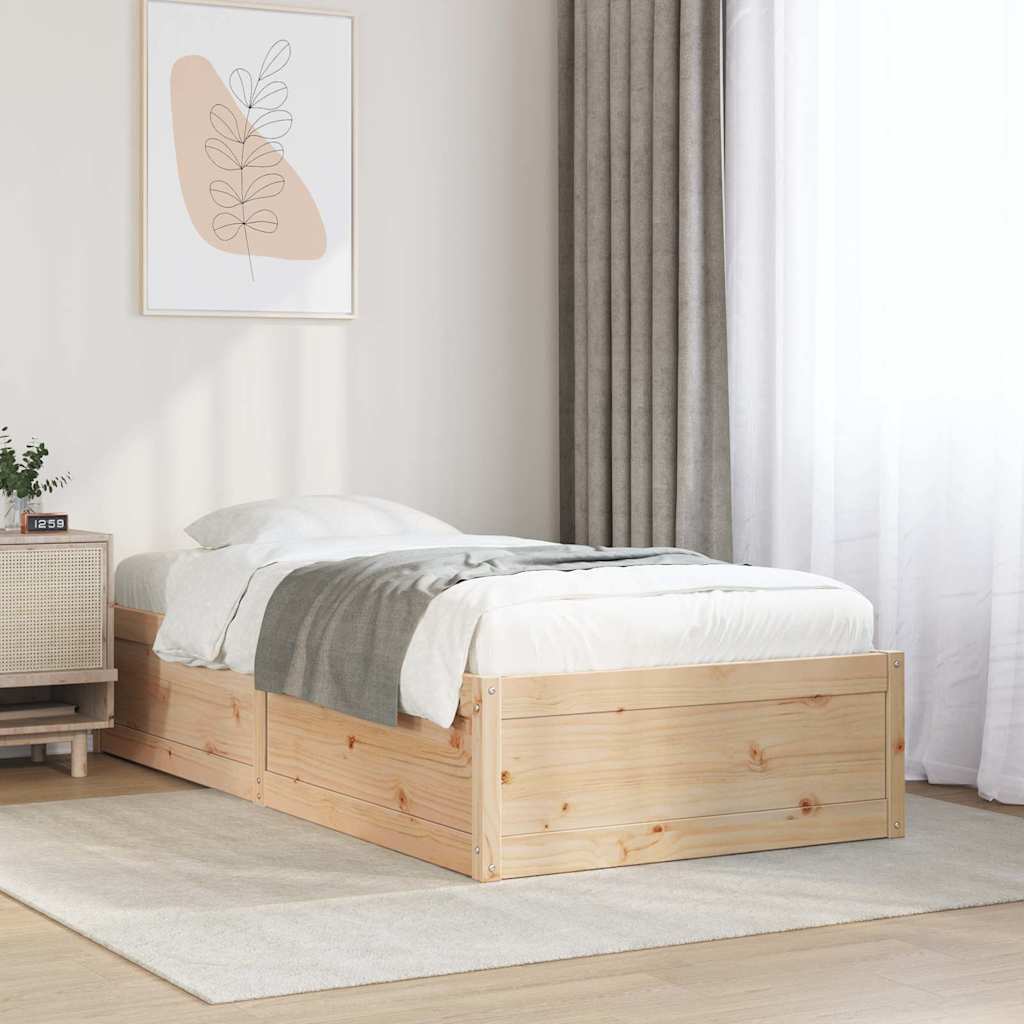 sengeramme uden madras 90x190 cm massivt fyrretræ