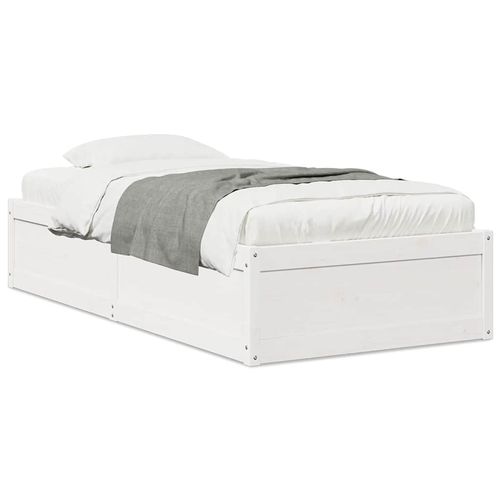 sengeramme uden madras 90x190 cm massivt fyrretræ hvid