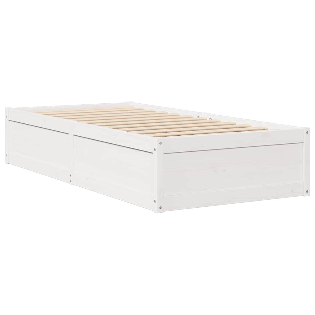 sengeramme uden madras 90x190 cm massivt fyrretræ hvid