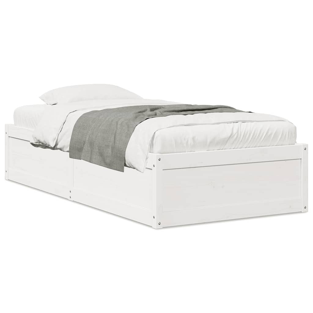 sengeramme uden madras 75x190 cm massivt fyrretræ hvid