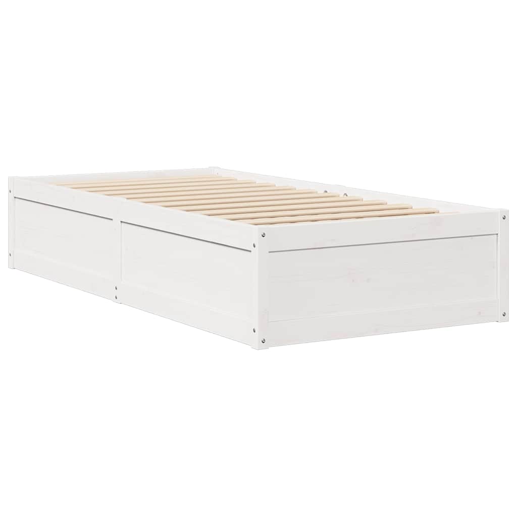 sengeramme uden madras 75x190 cm massivt fyrretræ hvid