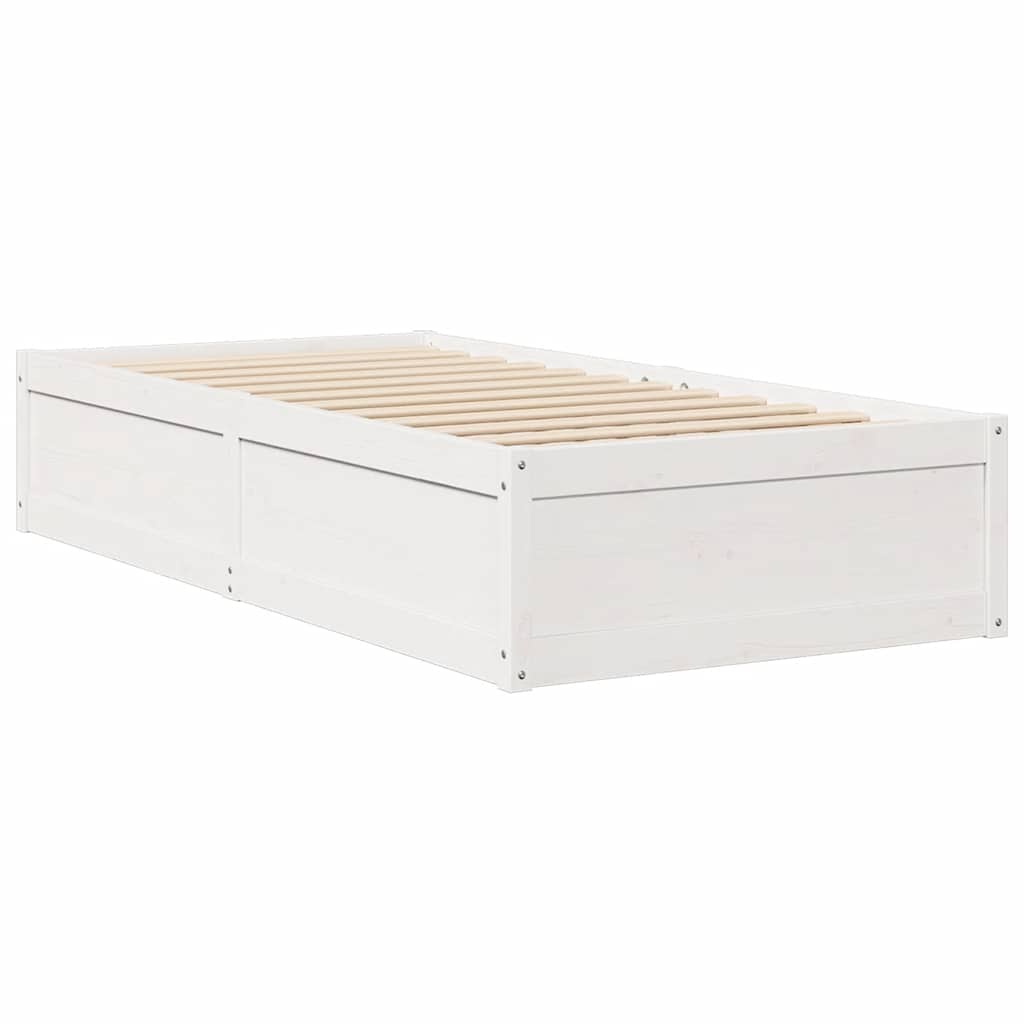 sengeramme uden madras 75x190 cm massivt fyrretræ hvid