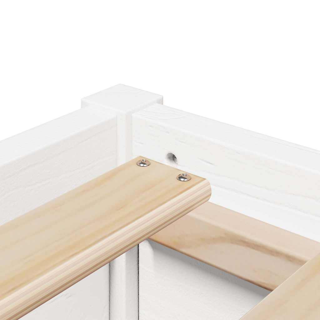 sengeramme uden madras 75x190 cm massivt fyrretræ hvid