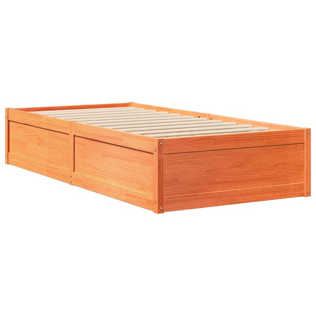 sengeramme uden madras 75x190 cm massivt fyrretræ gyldenbrun