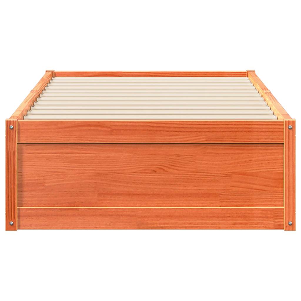 sengeramme uden madras 75x190 cm massivt fyrretræ gyldenbrun