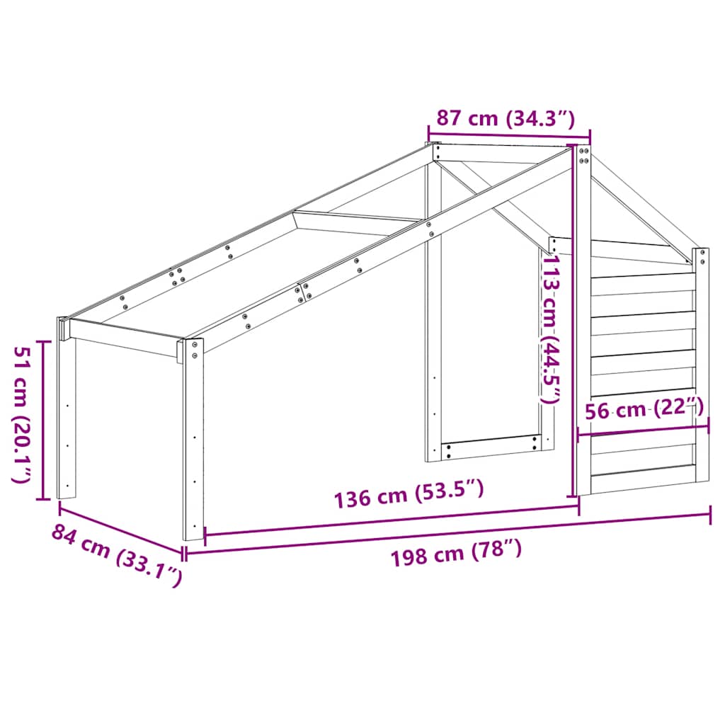 stel til husseng 198x87x113 cm massivt fyrretræ