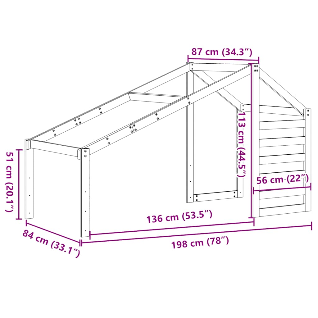 stel til husseng 198x87x113 cm massivt fyrretræ hvid