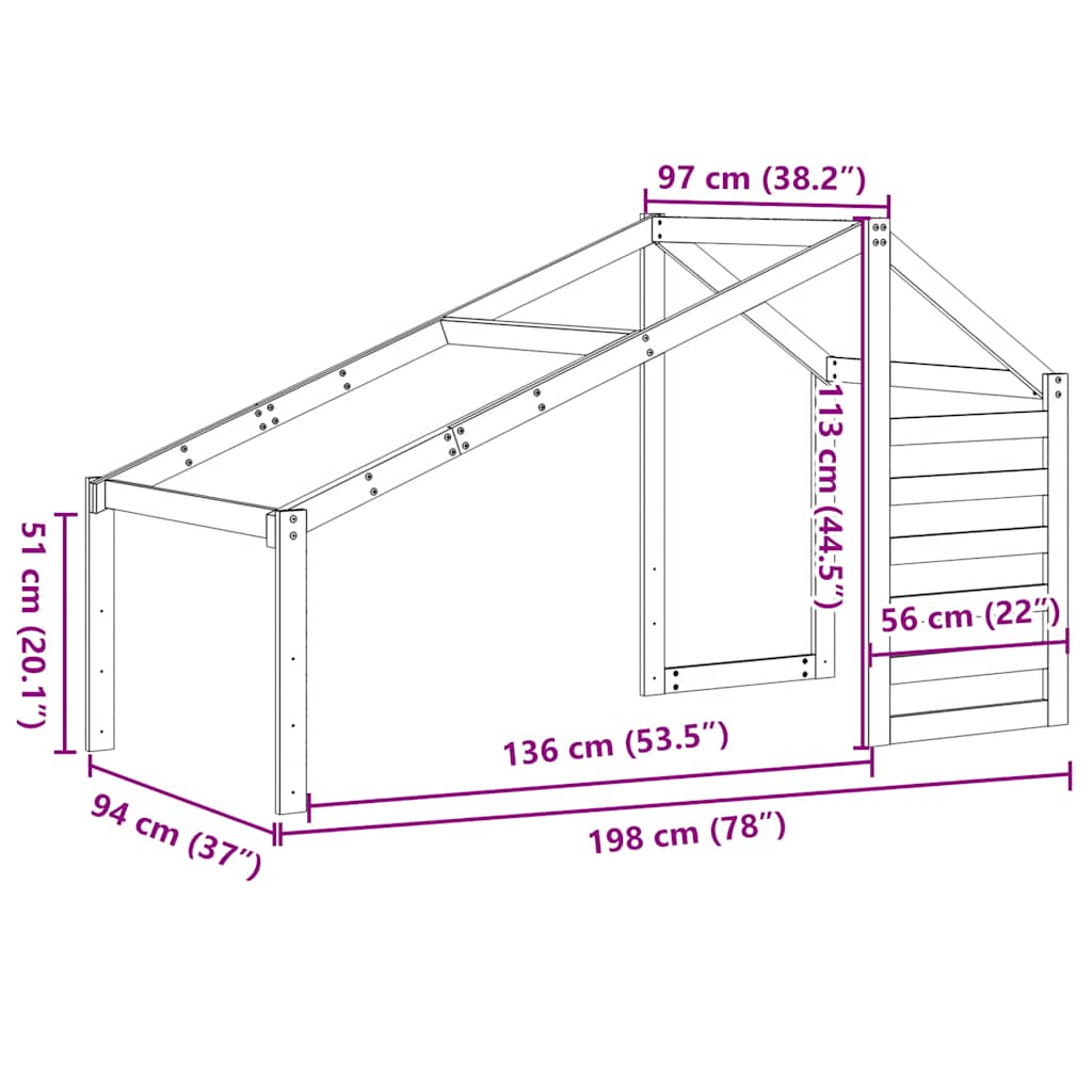 stel til husseng 198x97x113 cm massivt fyrretræ