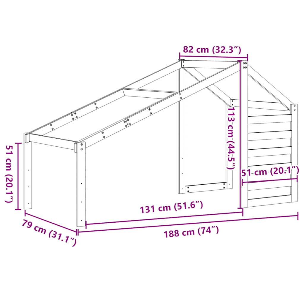 stel til husseng 198x82x113 cm massivt fyrretræ hvid