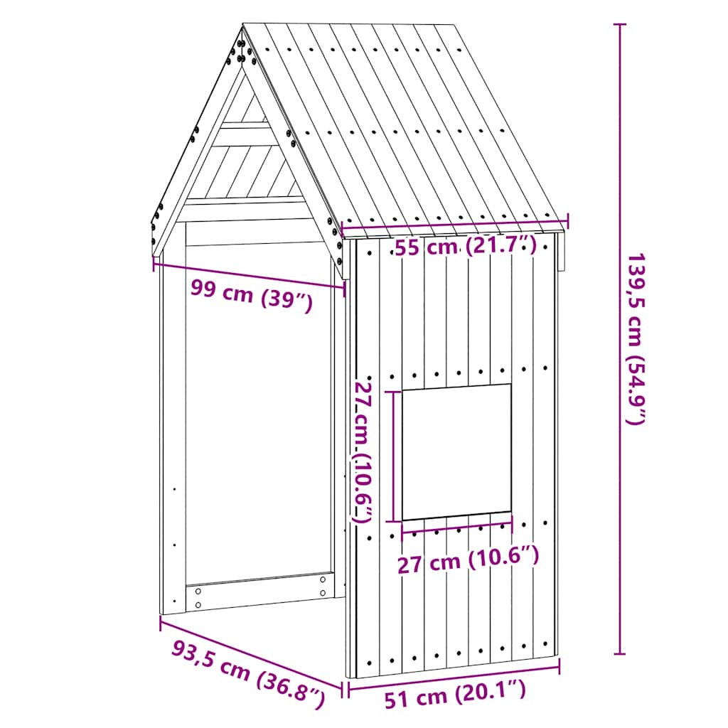 stel til husseng 55x99x139,5 cm massivt fyrretræ