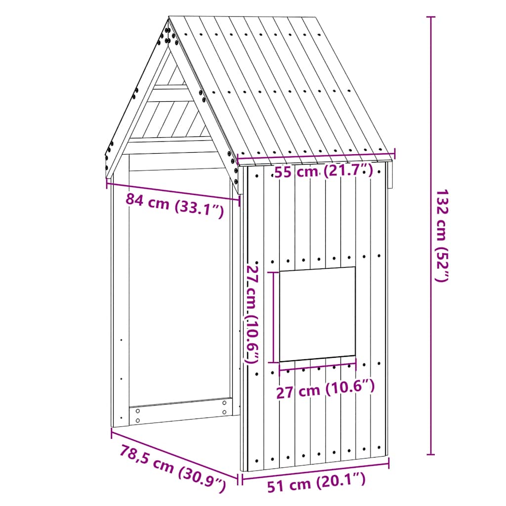 stel til husseng 55x84x132 cm massivt fyrretræ