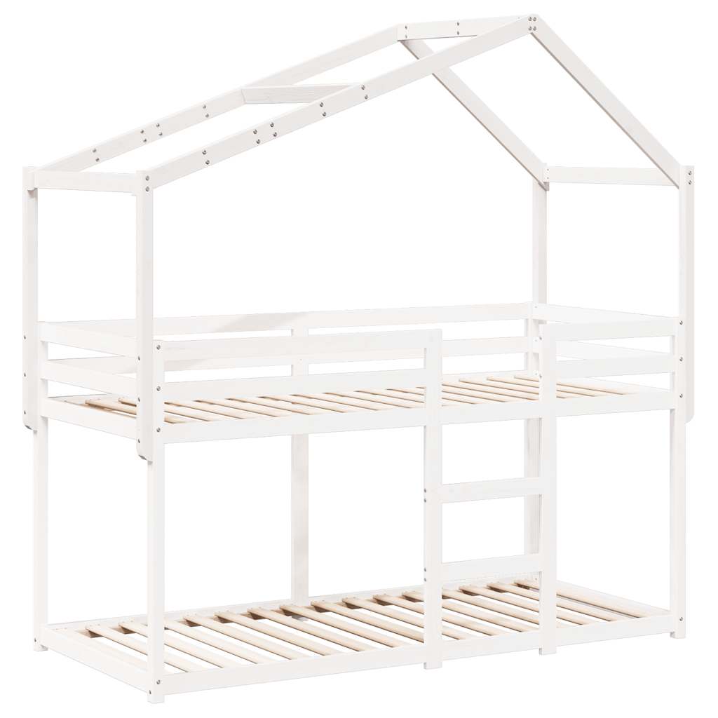 stel til husseng 213x95,5x144,5 cm massivt fyrretræ hvid