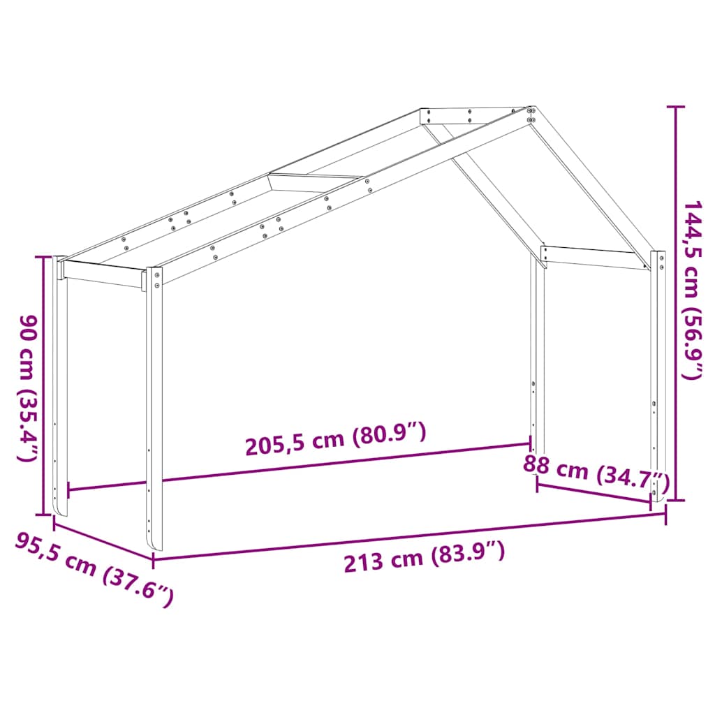 stel til husseng 213x95,5x144,5 cm massivt fyrretræ hvid