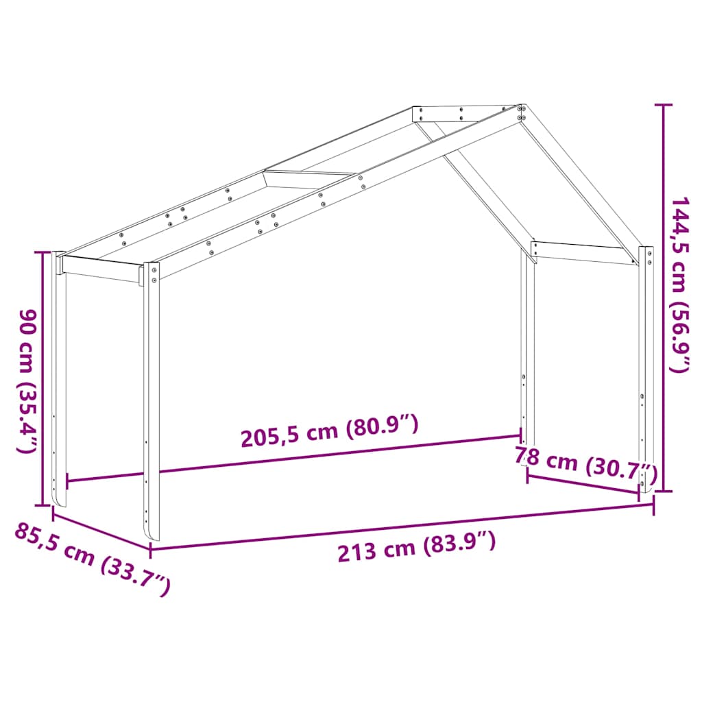 stel til husseng 213x85,5x144,5 cm massivt fyrretræ