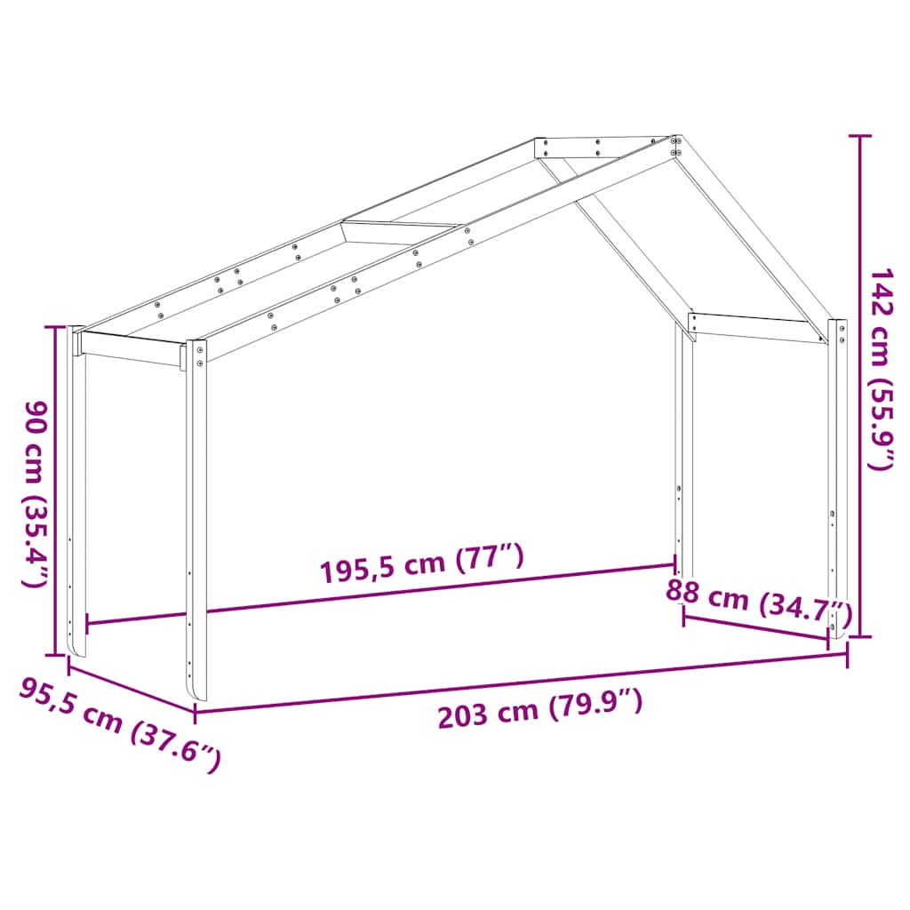 stel til husseng 203x95,5x142 cm massivt fyrretræ