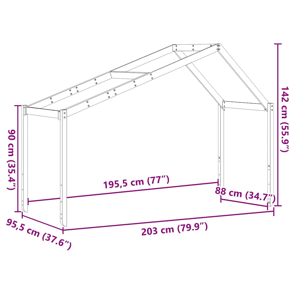 stel til husseng 203x95,5x142 cm massivt fyrretræ gyldenbrun