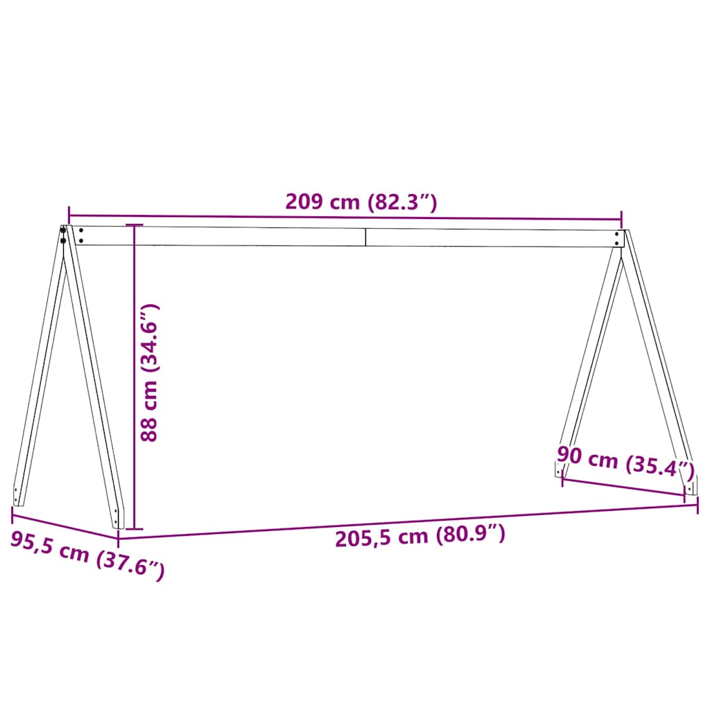 stel til husseng 209x95,5x88 cm massivt fyrretræ gyldenbrun