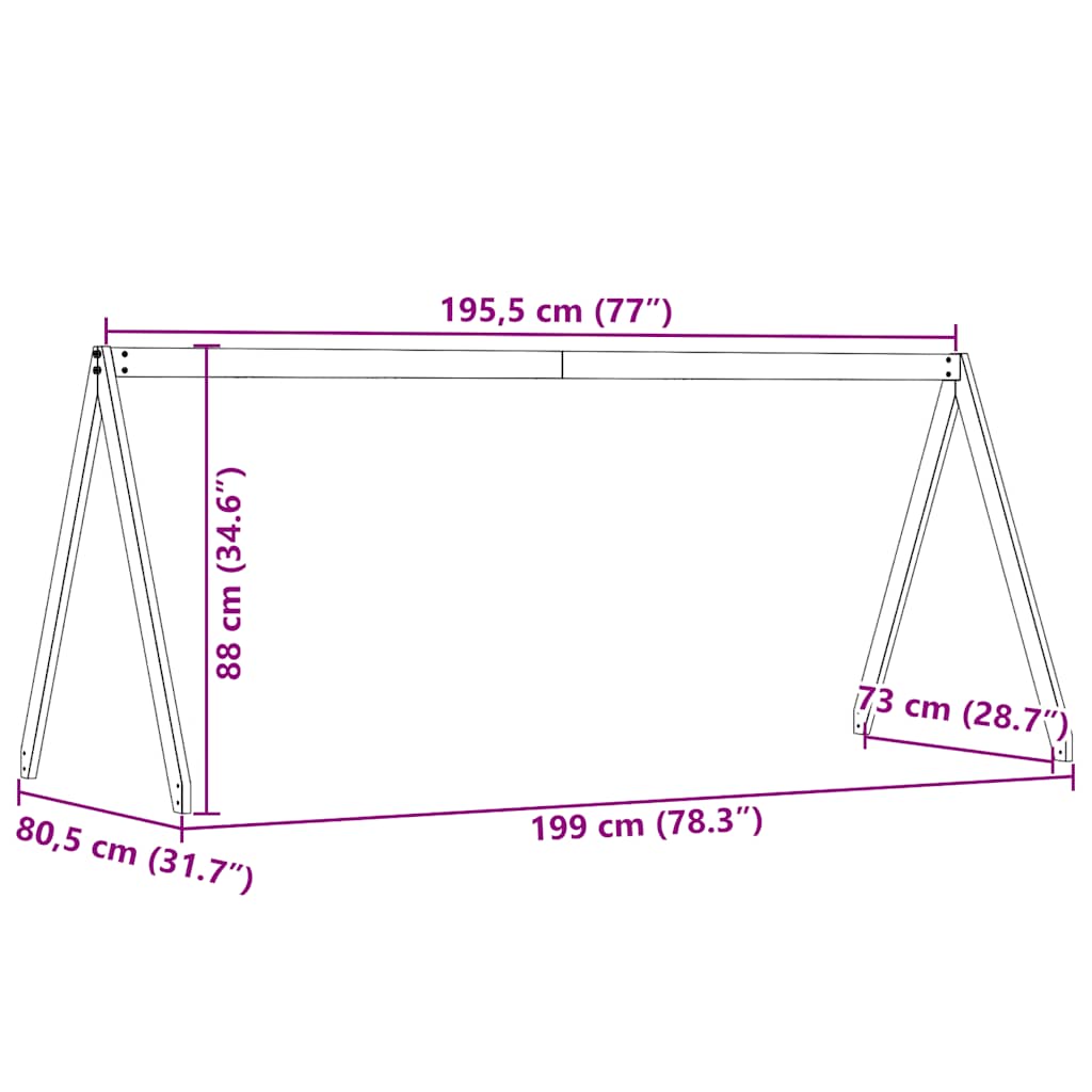 stel til husseng 199x80,5x88 cm massivt fyrretræ