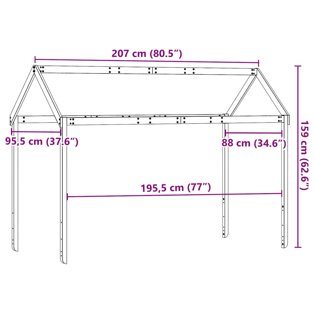 stel til husseng 207x95,5x159 cm massivt fyrretræ hvid
