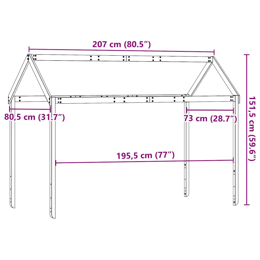 stel til husseng 207x80,5x151,5 cm massivt fyrretræ gyldenbrun