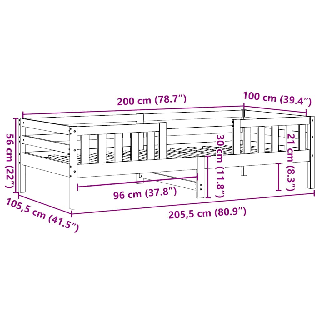sengeramme uden madras 100x200 cm massivt fyrretræ gyldenbrun