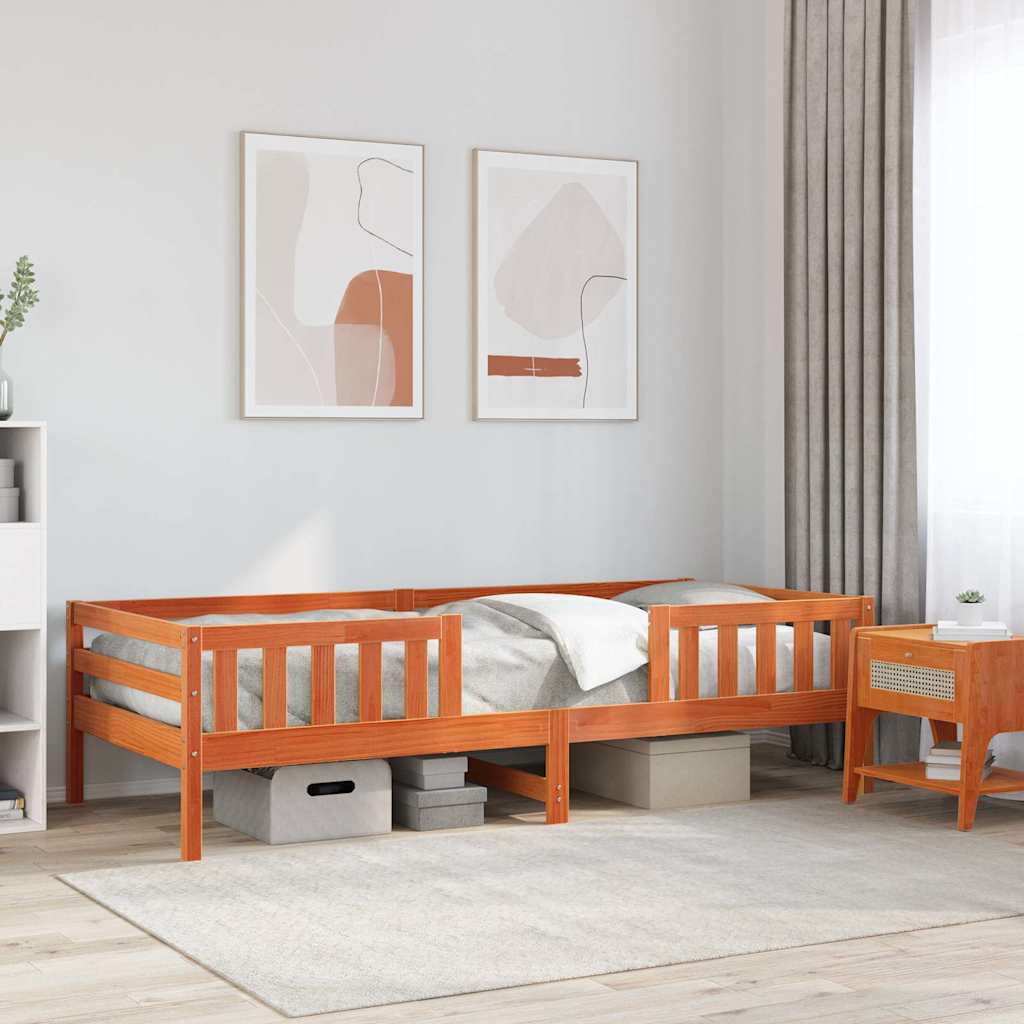 sengeramme uden madras 100x200 cm massivt fyrretræ gyldenbrun