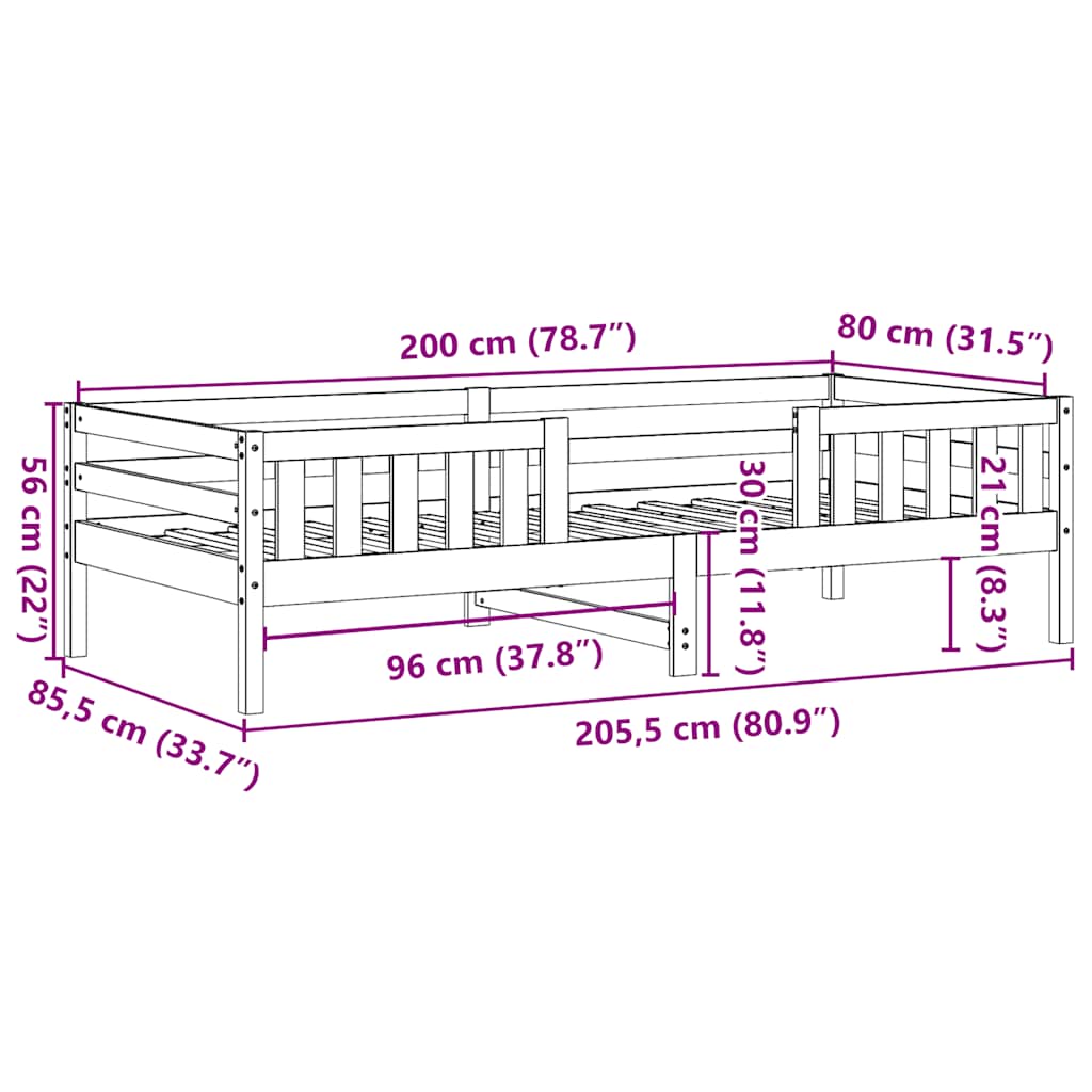 sengeramme uden madras 80x200 cm massivt fyrretræ gyldenbrun