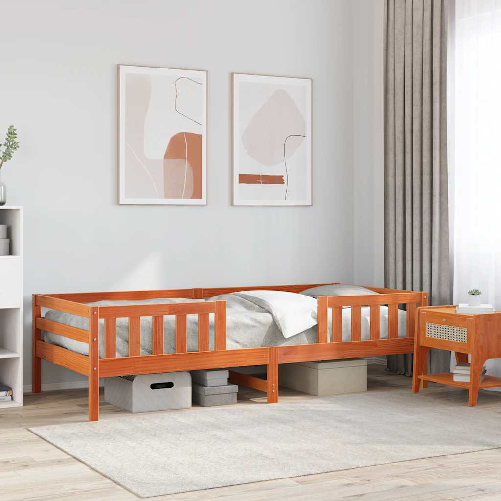 sengeramme uden madras 80x200 cm massivt fyrretræ gyldenbrun