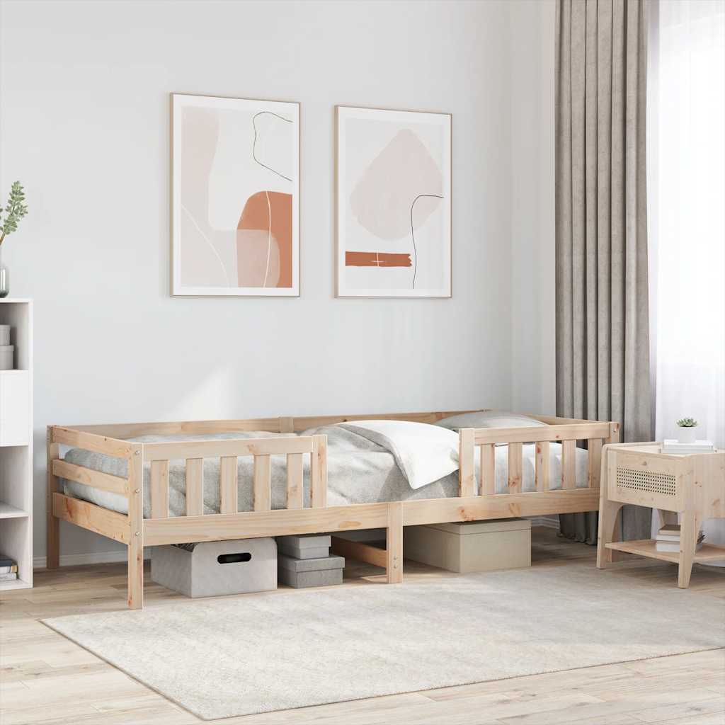 sengeramme uden madras 75x190 cm massivt fyrretræ
