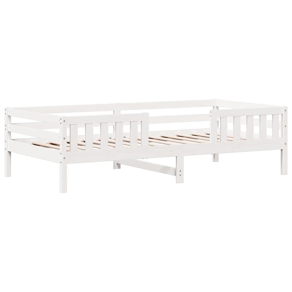 sengeramme uden madras 75x190 cm massivt fyrretræ hvid