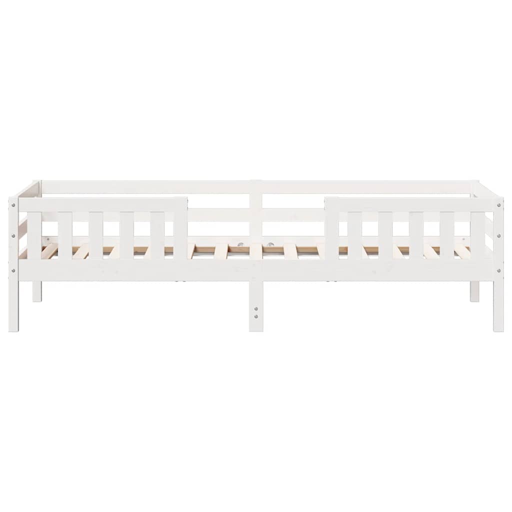 sengeramme uden madras 75x190 cm massivt fyrretræ hvid
