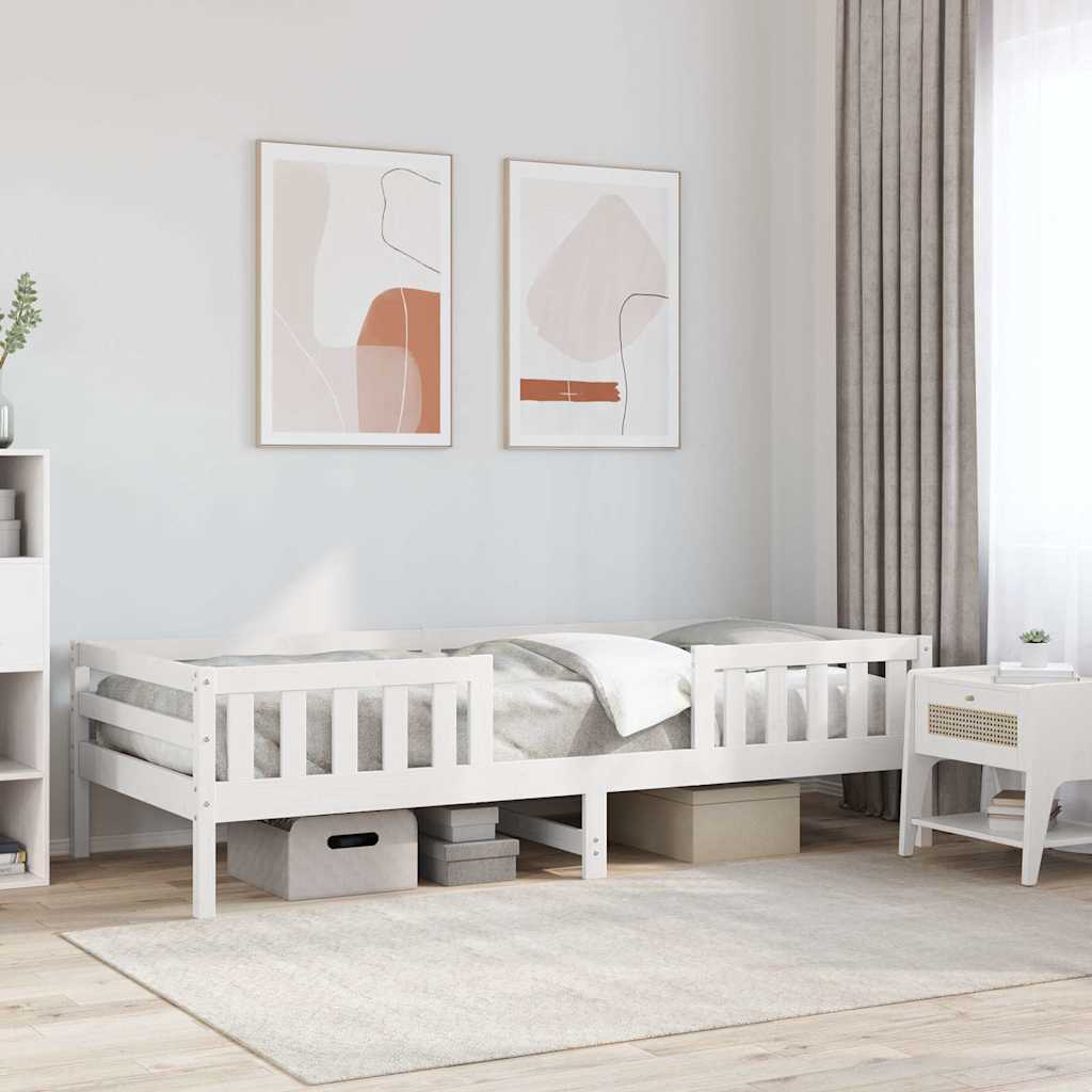 sengeramme uden madras 75x190 cm massivt fyrretræ hvid