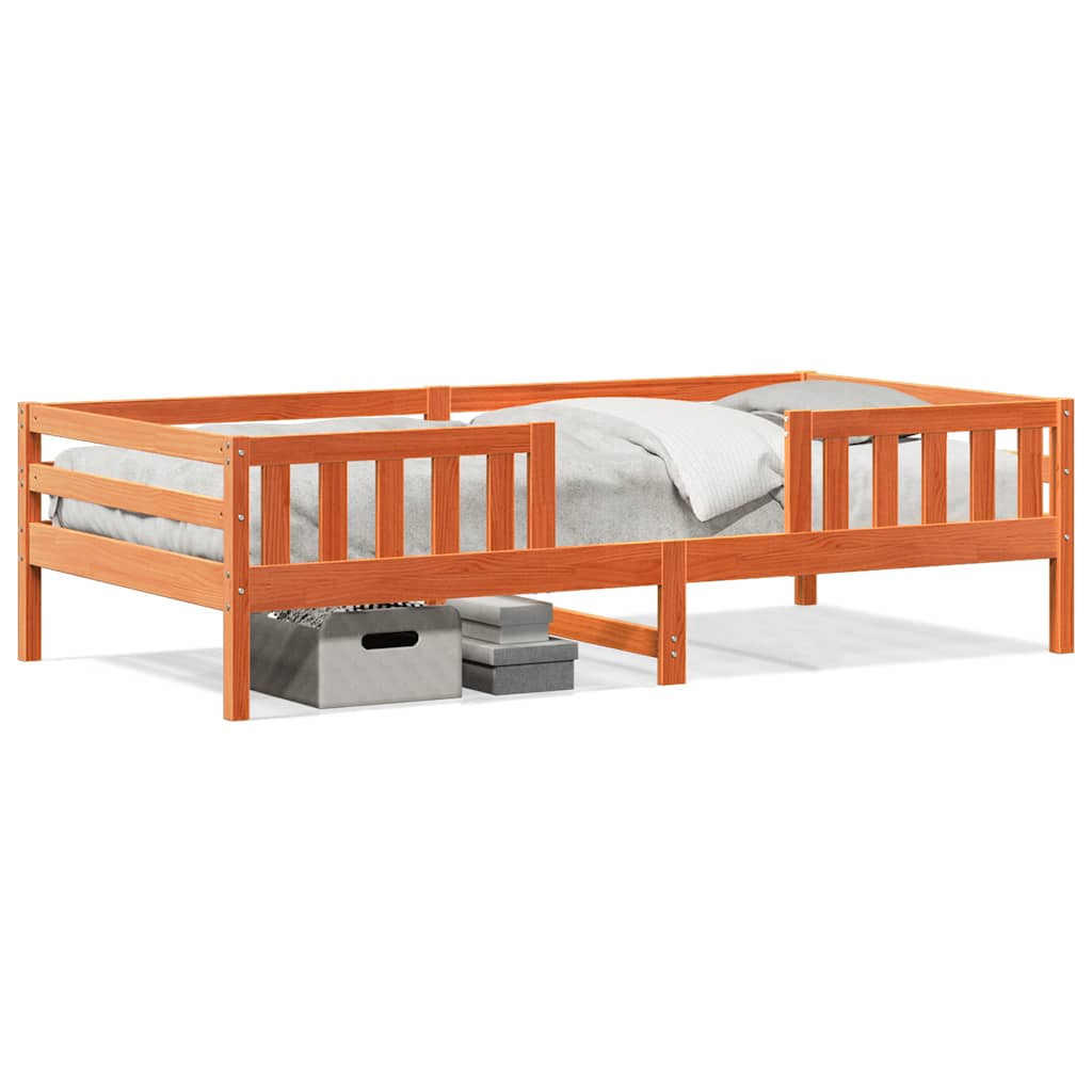 sengeramme uden madras 75x190 cm massivt fyrretræ gyldenbrun