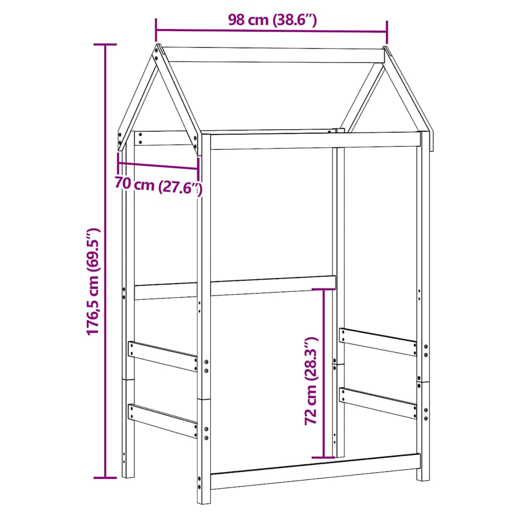 stel til husseng 98x70x176,5 cm massivt fyrretræ gyldenbrun