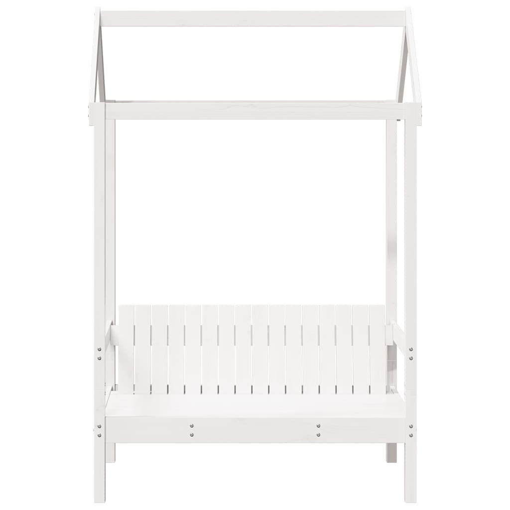 bænk med tag 117,5x70x176,5 cm massivt fyrretræ hvid