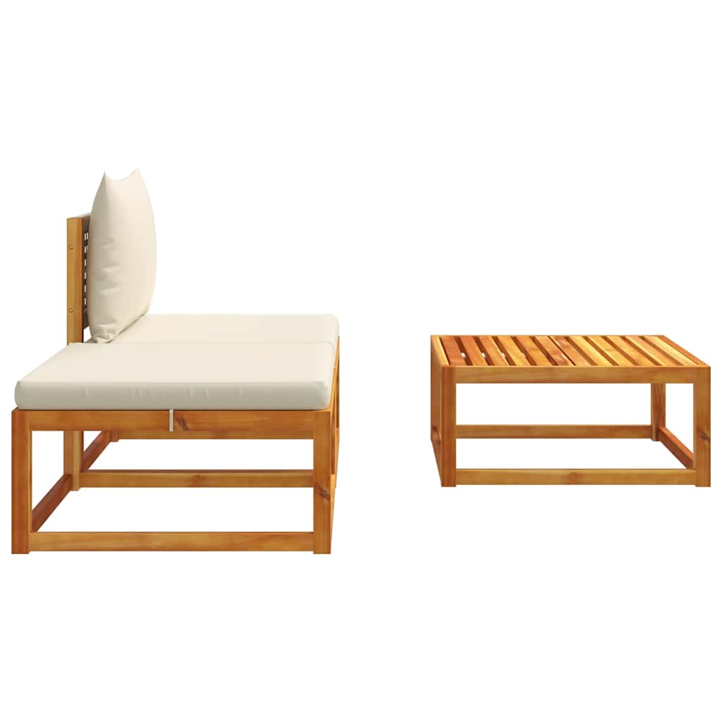 havesofasæt i 3 dele med hynder i træ akacie og rattan